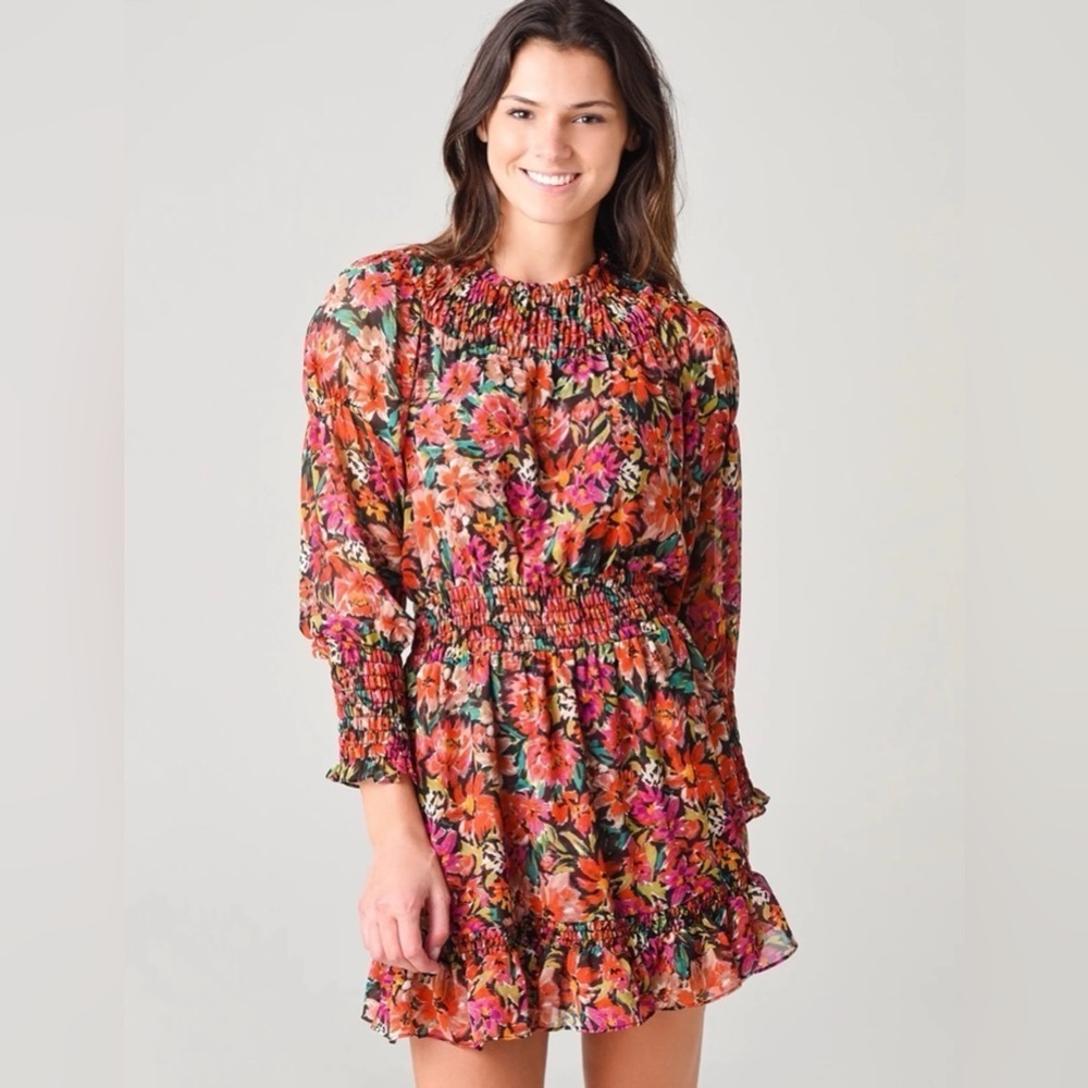 Misa Los Angeles Marin Floral Mini Dress Long Sleeve Ruffle